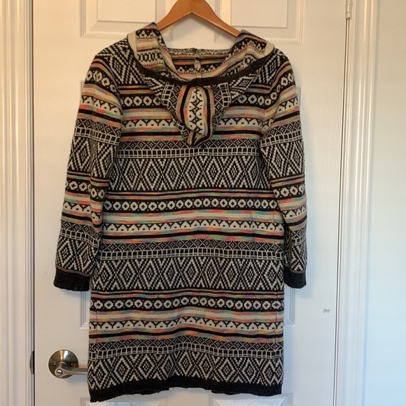 Monteau knit long sleeve hooded Aztec print open front cardigan size XS - Picture 4 of 6